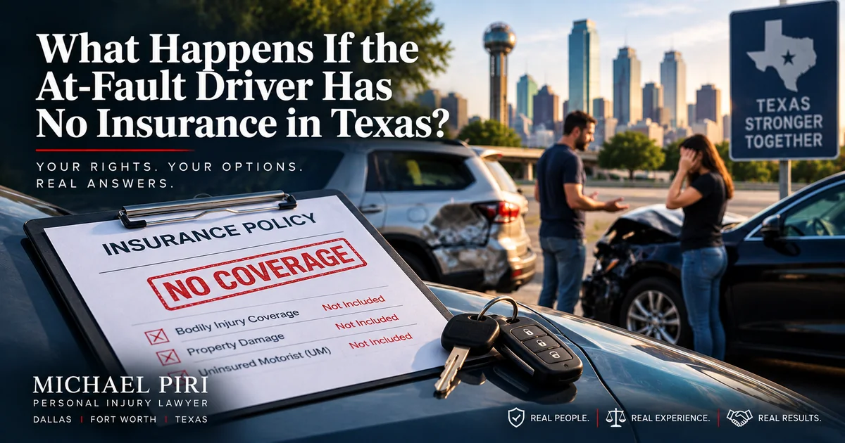 Texas accident involving an at-fault driver with no insurance