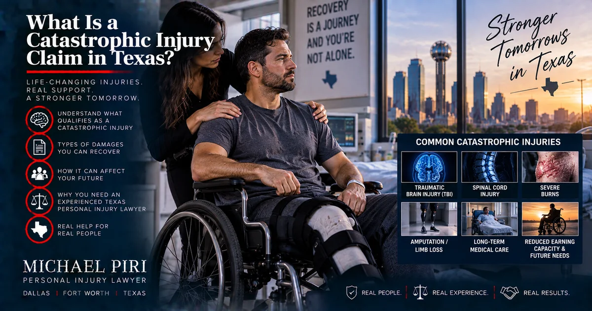 Catastrophic injury claim in Texas involving long-term medical care, rehabilitation and future needs