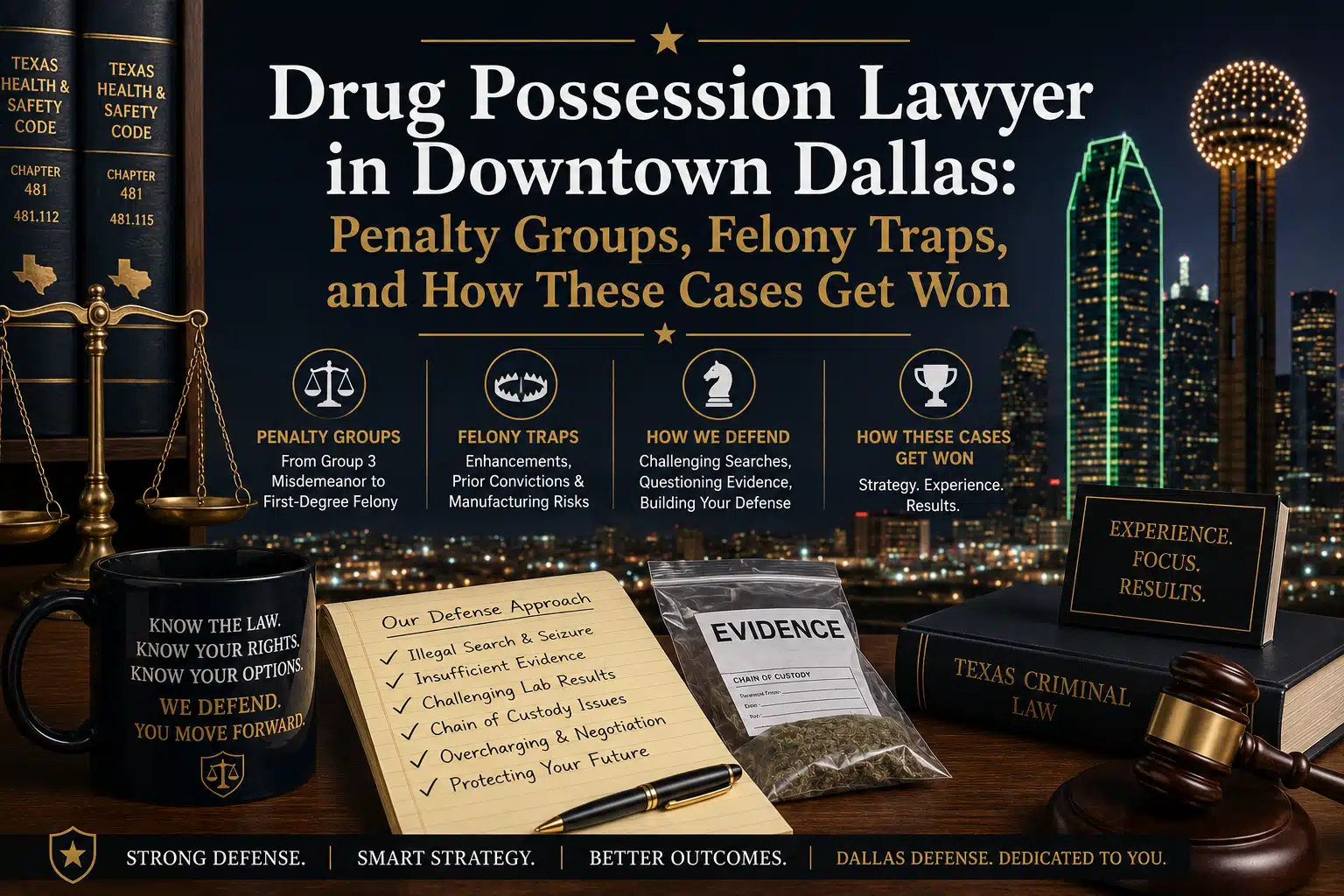 Drug Possession Lawyer in Downtown Dallas Penalty Groups, Felony Traps, and How These Cases Get Won