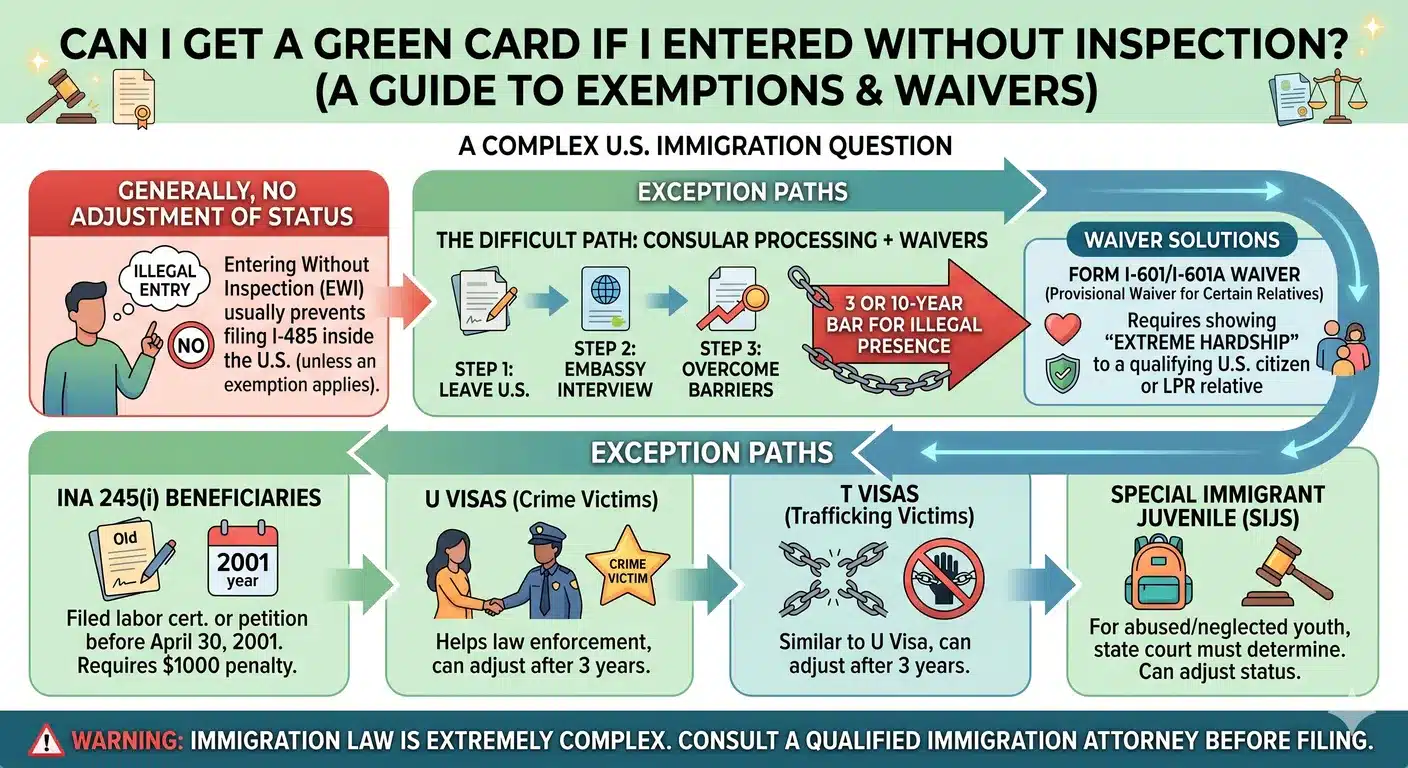 How Can I Adjust My Status (Get a Green Card) If I Entered Without Inspection